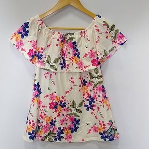 Floral Ruched Off the The Shoulder Top